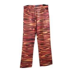 Vintage RARE Sfarzo Jeans Groovy Pants Womens 30/44 Red Flame Wave Made in Italy
